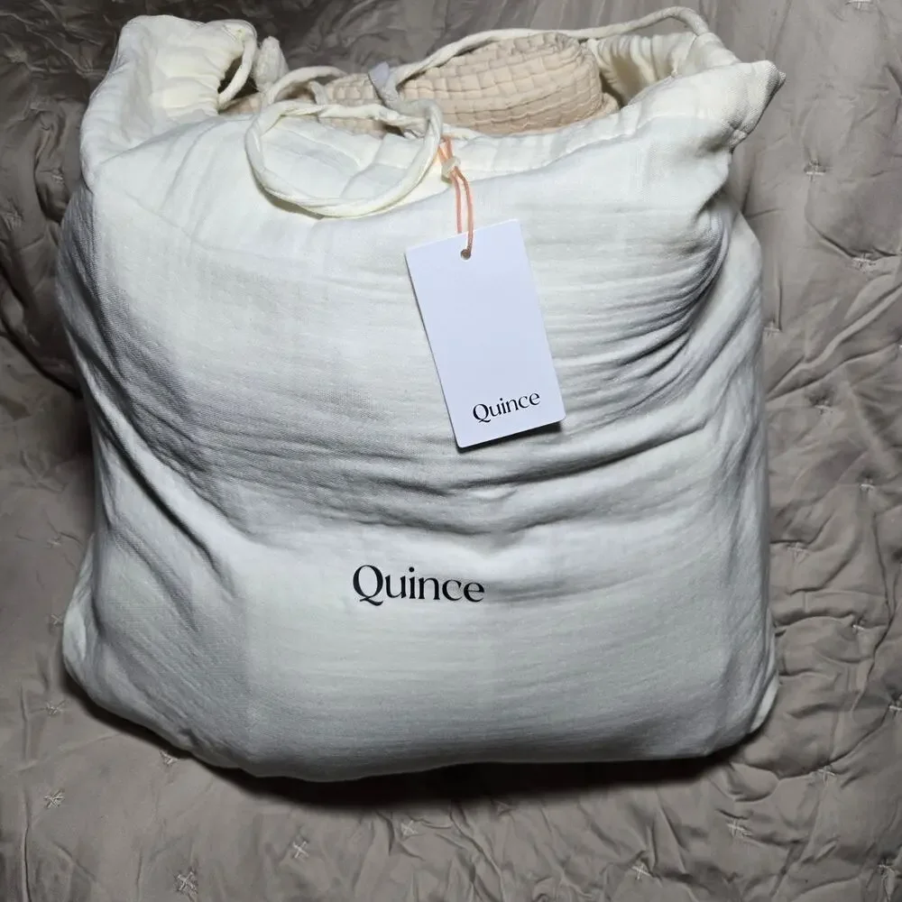NWT Quince Organic Ribbed Cotton Coverlet 3Pc Set King Cal King Ivory $154 MSRP